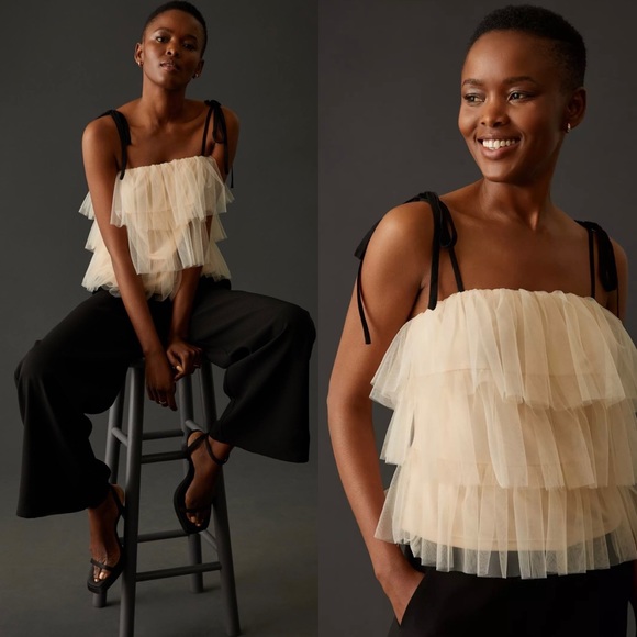 Sunday in Brooklyn Tops - NWT Anthropologie Sunday in Brooklyn Ruffle Layer Tulle Top M